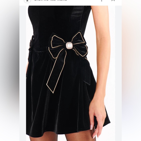 Show Me Your MuMu Ricci Black Mini Dress with White Accents - Picture 2 of 5